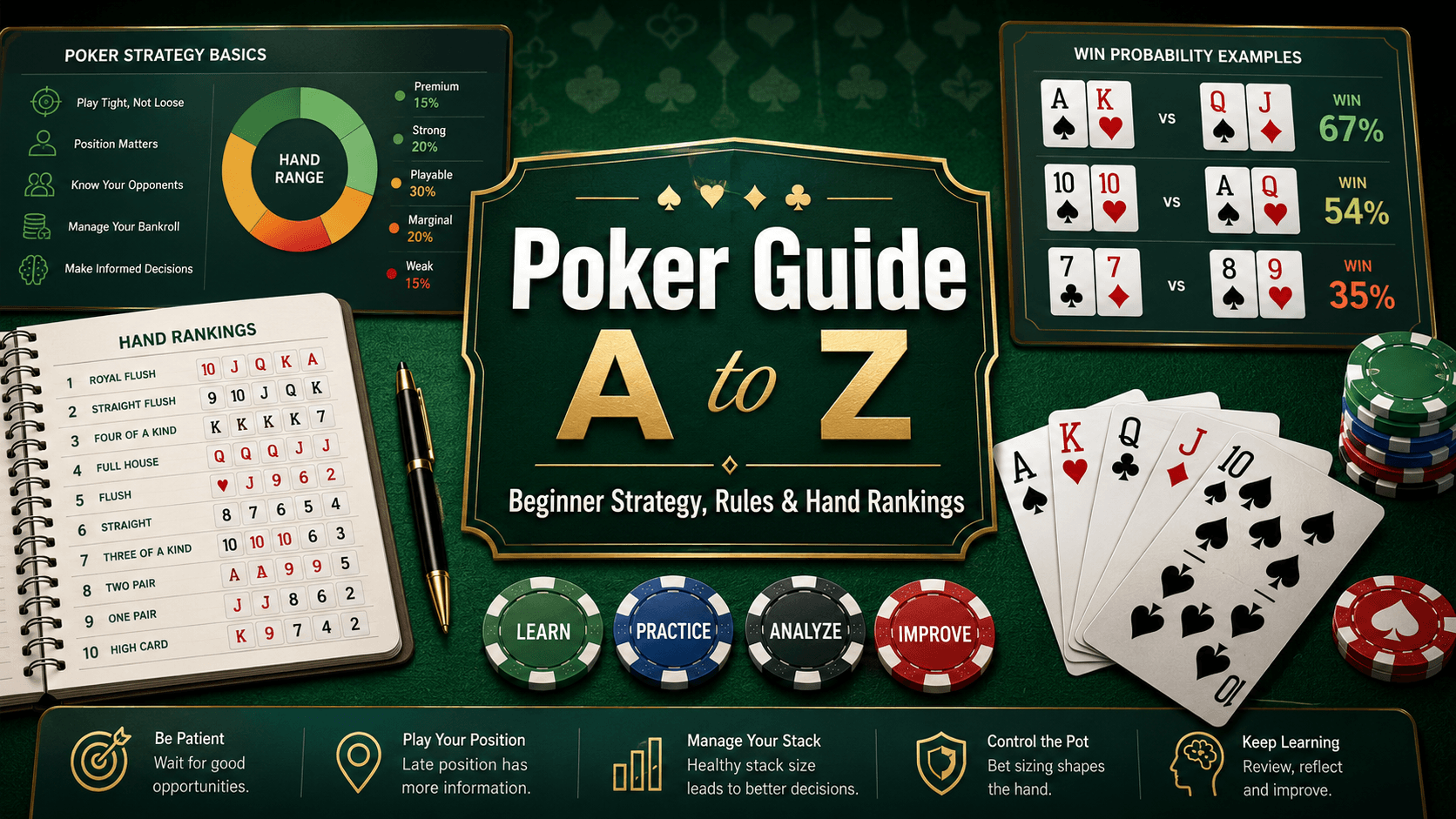 The Ultimate Poker Guide from A to Z: How to Master the Game as a Beginner